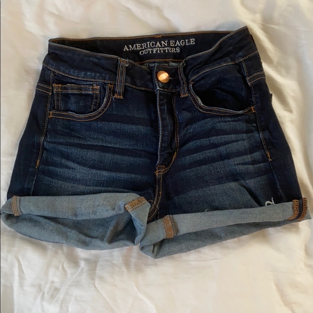 Dark blue denim shorts